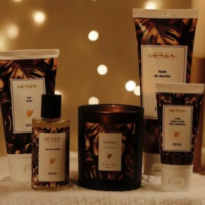 Lait corps, huile de douche et eau de parfum de l'escale Hiver